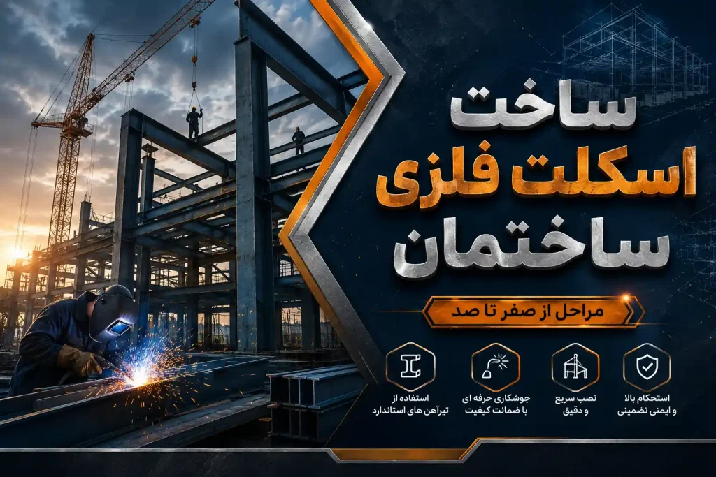 بنری که برای ساخت اسکلت فلزی سازمان و نمایی از آن طراحی شده است