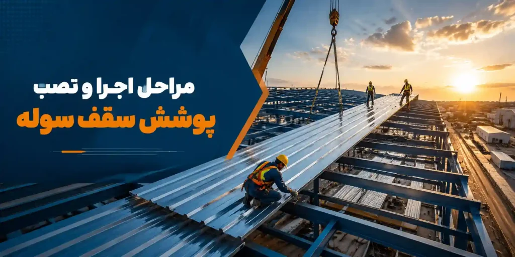 مراحل اجرا و نصب پوشش سقف سوله